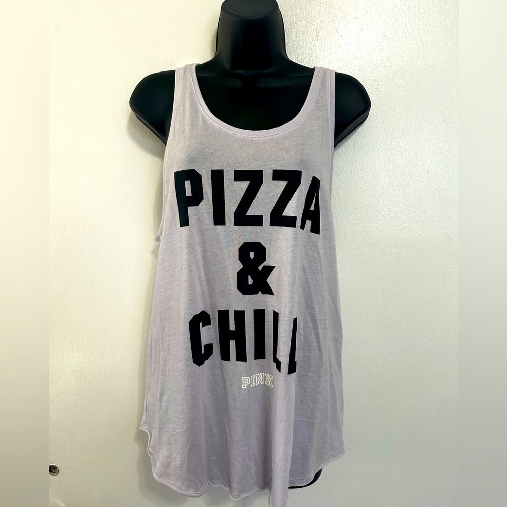 NWOT VS Pink Pizza and Chill tank top Size L